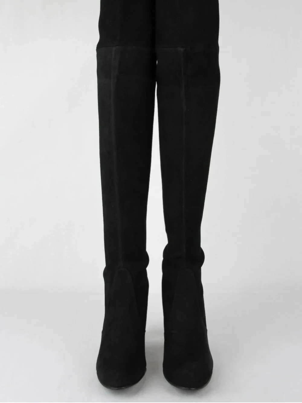 Stuart Weitzman Highland Black Over-the-Knee Suede Heeled Boots